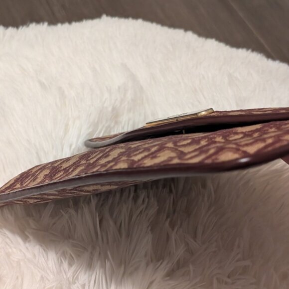 Christian Dior, Trotter Canvas Clutch Bag in Burgundy, VINTAGE - Picture 9 of 12